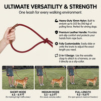 Hands Free Multifunctional Dog Leash for 1 or 2 Dogs - Winery Red - image 4