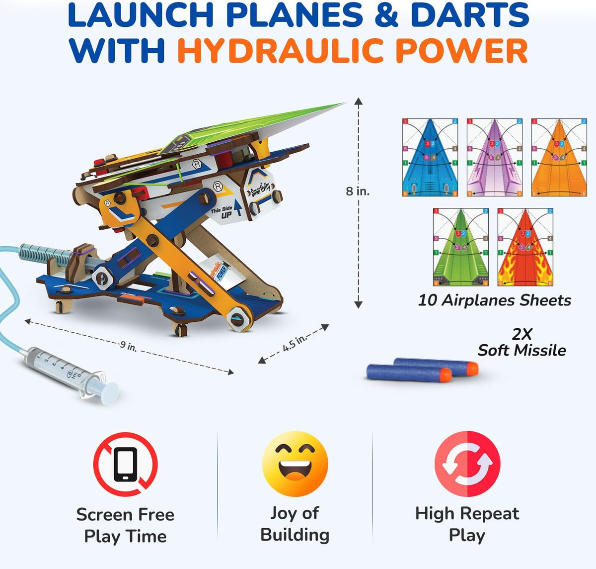 Smartivity 2in1 Hydraulic Aeroplane & Dart Launcher STEM Kit Ages 6-14 – Fun for Kids & Family - Hydraulic Plane Launcher - image 4