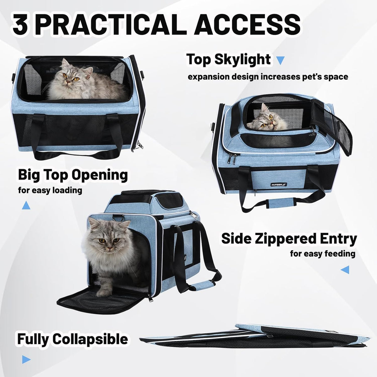 Cat Carrier Top-Expandable 18x11x11 - Blue - image 4