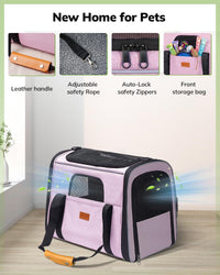 Morpilot Cat Carrier Soft for Large Medium Cats and Puppy up to – Essentials for Dogs - Pink / 17.3"L x 12.2"W x 13.4"H - image 3