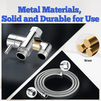 Dog Shower Attachment Metal, YDmeet Pet Washing Hose Attachment for Fast & Clean Bathing, Brass 3 Way Diverter, Adjustable Sprayer wtih Turn Off, 8 ft Hose and Holder, Chrome
