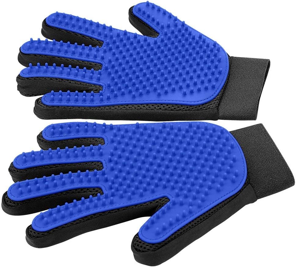 Pet Hair Removal Glove with 255 Silicone Tips for Dogs & Cats - Blue