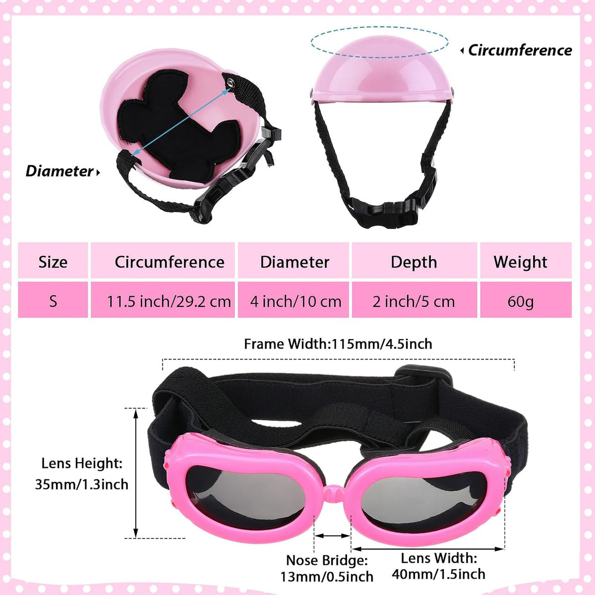 Frienda Dog Helmet and Goggles - S / Pink - image 2