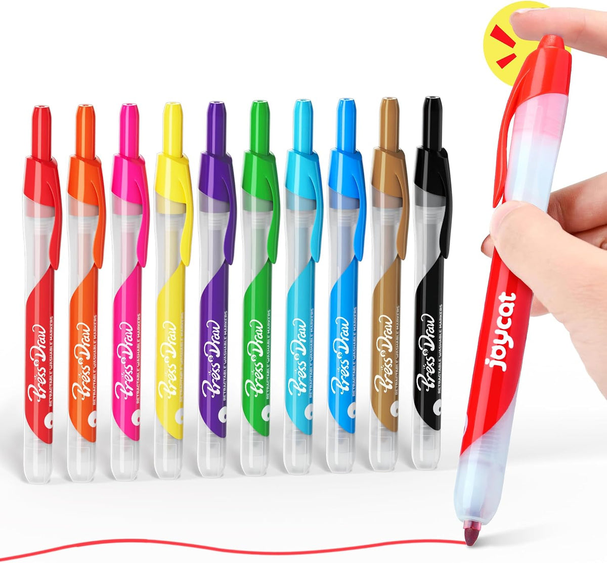 JoyCat 20-Color Washable Markers for Kids - 10 Count