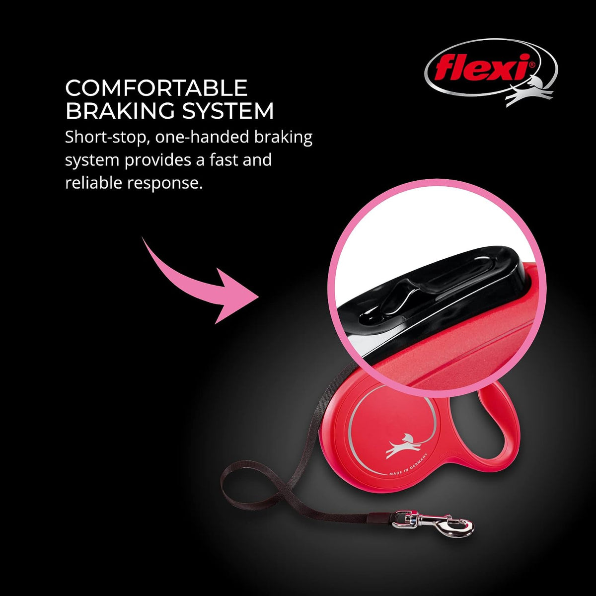 FLEXI Classic Cord Retractable Dog Leash - Red / Small - 16 ft (Cord) (Pack of 12) - image 4