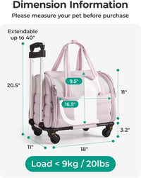 BAGSMART Cat Carrier Soft-Sided Puffy Quilted Collapsible Pet Travel - Rolling Brown / 18.1"L x 11.0"W x 11.0"H - image 3