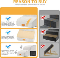 Topmart High Density Foam Pet Steps 2 Tiers,11.8" High,Non-Slip Dog Stairs,Soft Foam Dog Ramp Ladder,Best for Injured,Older Cats,Pets with Joint Pain,Suitable for Low Sofas,Stairs,Lower Place