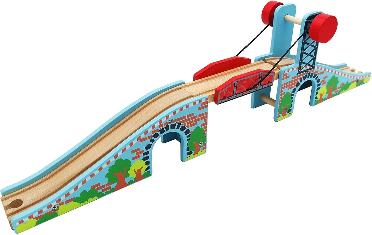 Motorized Train for Kids, Remote Control Locomotive Train Toy for Wooden Tracks, Battery Powered - Train Bridge