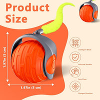 Cat Toys,Interactive Cat Toys Ball for Bored Indoor Cat,Automatic Rolling,Drop Resistant and Obstacle Avoidance,2 Modes Adjustment,Fluffy Tail and USB Type-C Rechargeable（Orange）