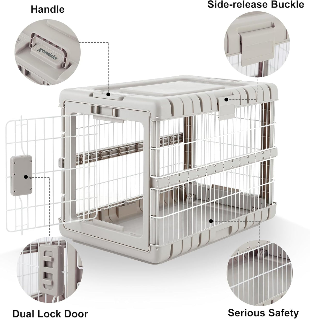 28" L Collapsible Dog Crate for Dogs - Beige / 27.95 x 18.9 x 21.65 in - image 2