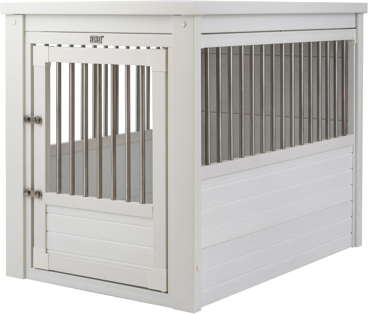 New Age Pet ECOFLEX Large Furniture Style Dog Crate & End Table - Antique White / 35.4"L x 24.0"W x 28.0"H