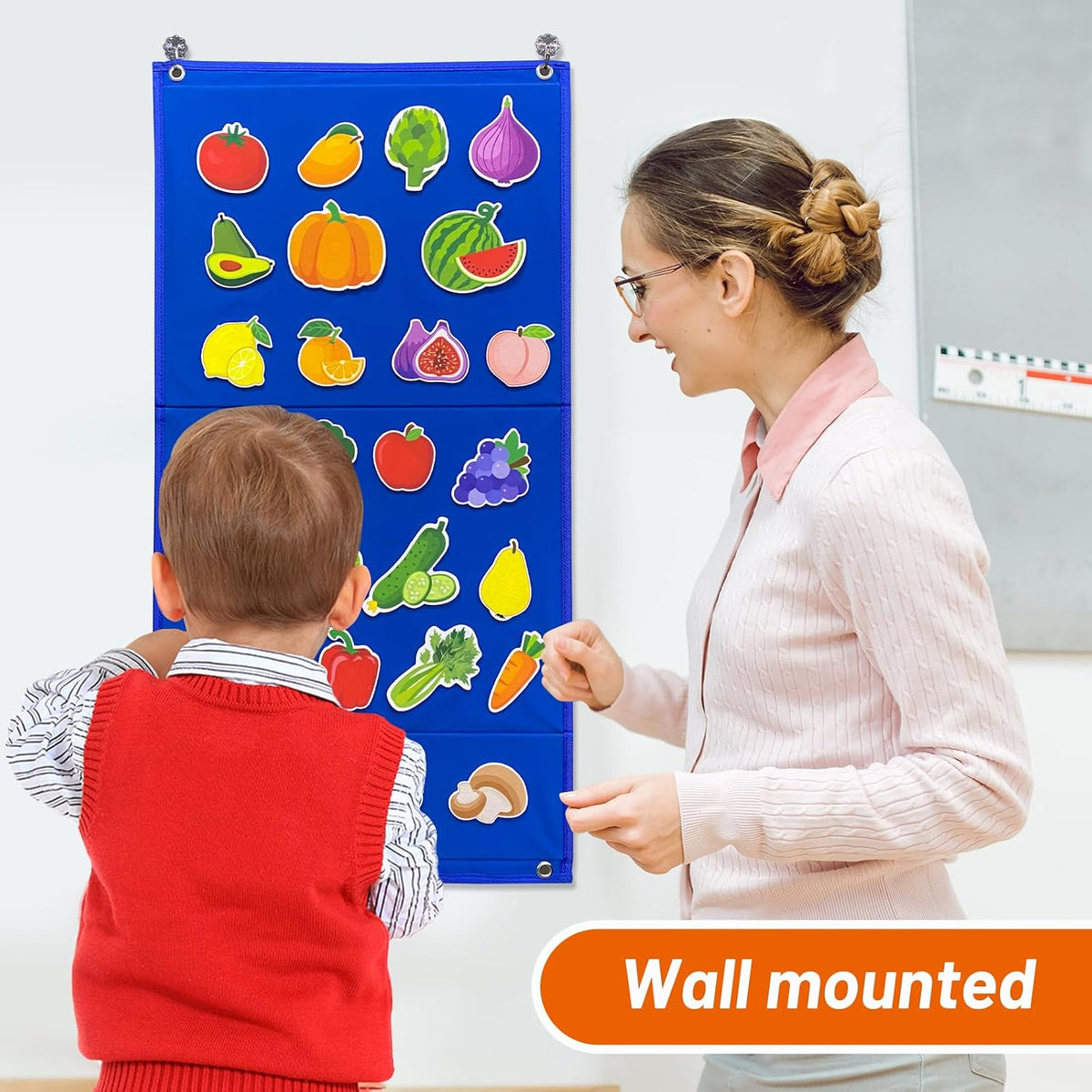 PENGFULL large felt flannel board with blue and beige double-sided surface, folding stand design - view 8