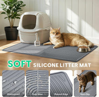 Cat Litter Mat,47" x 35" Extra Large Silicone Waterproof Litter Trapping Mat for Scatter Control - 47" x 35" / Grey - image 3