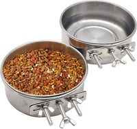 PINVNBY Parrot Feeding Cups Birds Food Dish Stainless Steel Parrot - Three screws / L