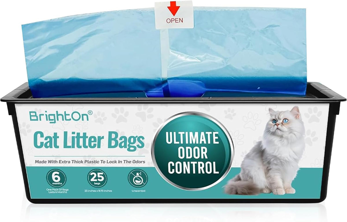 BrightOn, 75 Litter Bag Refill Bags for Genie Easy Roll Litter Bin, Ultimate Odor Control, - Unscented 25 Bags