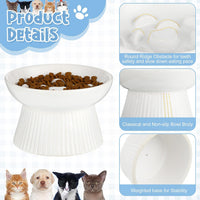 Tioncy 2 Pcs Ceramic Elevated Slow Feeder Cat Bowl - Dark Green, White / 2 - image 3