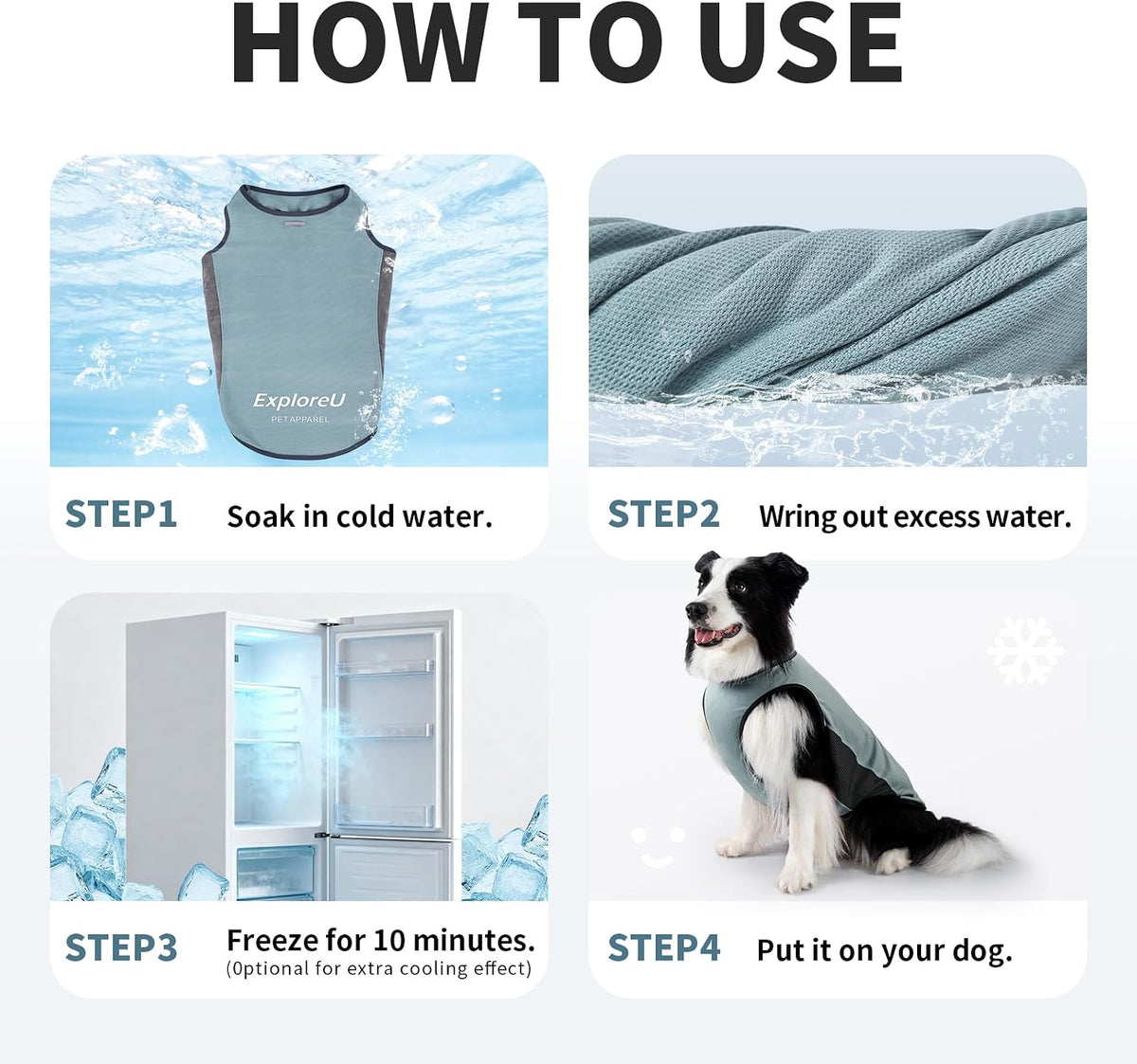 Dog Cooling Vest with Soft Stretchy Sun Protection, XL - Medium (24-35lbs) / Misty Glade+Water Drop - image 2
