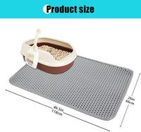 Cat Litter Mat 35"x24", Double Layer Waterproof Litterbox Mat - 26" x 46.5" / Gray - image 2