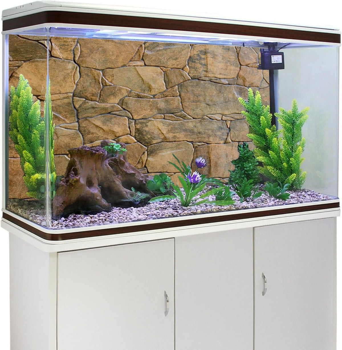 Stone Aquarium Backdrop Rock Wall Fish Tank Background 72x24 - 72x24in/180x60cm - image 3