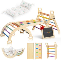 BlueWood Pikler Triangle Set with Cushion - Rainbow / with Cushion