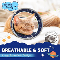 Breathable Air Mesh Cat Cone Collar Soft - Adjustable Recovery Collar to Stop Licking After Surgery, Foldable Lightweight E-Collar for Cats & Kittens (Sky Star, S)