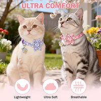 Cat Collar Breakaway, Soft Kitten Collar with Bell, Daisy - Floral (Pack of 2) - image 2