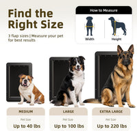 URSPET Medium Dog Door for Wall, 3-Flap Insulated, Steel Frame - Black / Large / For Door - image 4