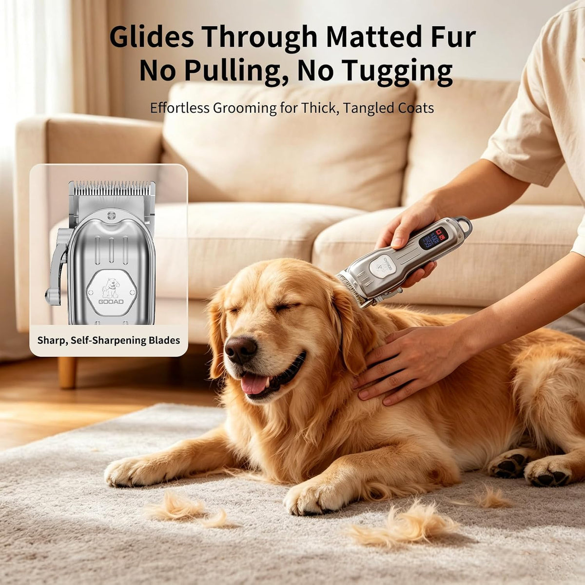 Dog Cordless Grooming Kit Low Noise for Heavy Thick Hair&Coats – Essentials for Dogs - Silver - image 2