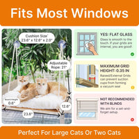 Cat Window Perch with Industrial-Grade Suction Cups - Brown/White / X-Large - image 3
