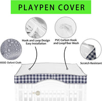 2 Pack Dog Playpen Cover and Bottom Pad Fits for 36 Inch 4 Panels Pet - Blue - image 3
