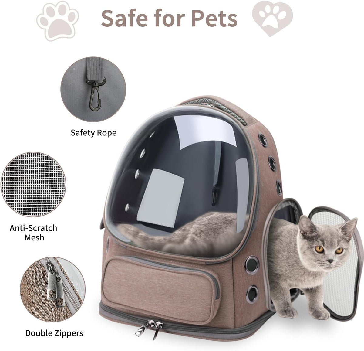 Cat Backpack Carrier for Cats and Small Dogs - Brown / Large - image 4