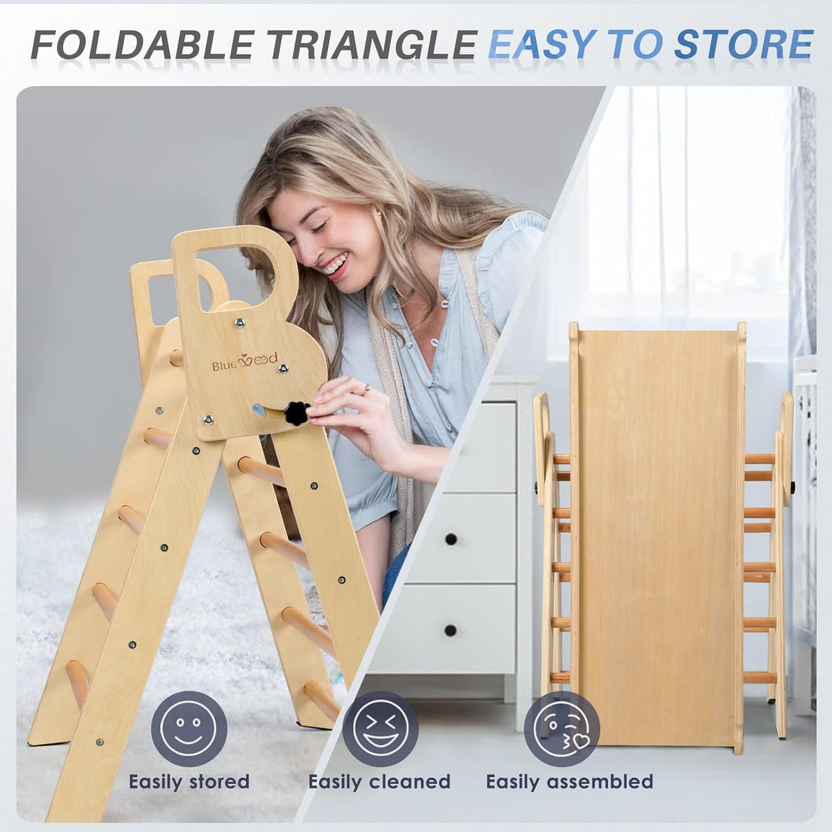 BlueWood Pikler Triangle Set with Cushion - Natural / with Cushion - image 2