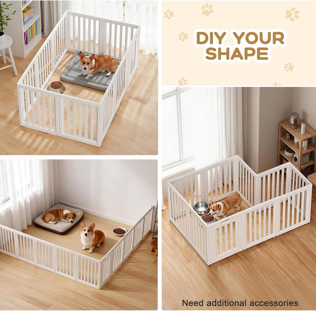 Dog Playpen Indoor, Puppy Playpen, White 23.6" H, 10 Panels - white / 10 / 23.6 inch Height - image 3