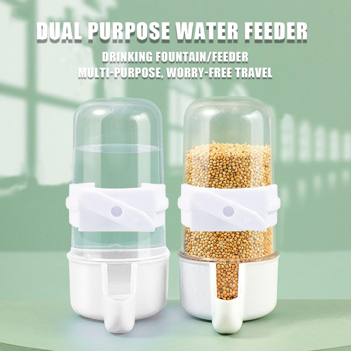 Automatic Bird Feeder and Water Dispenser, Budgie, Lovebirds - White 90ml - image 3