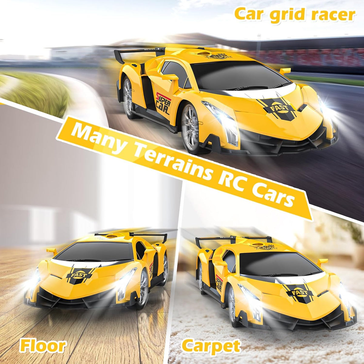 Growsland Remote Control Car for Kids - Yellow - image 4