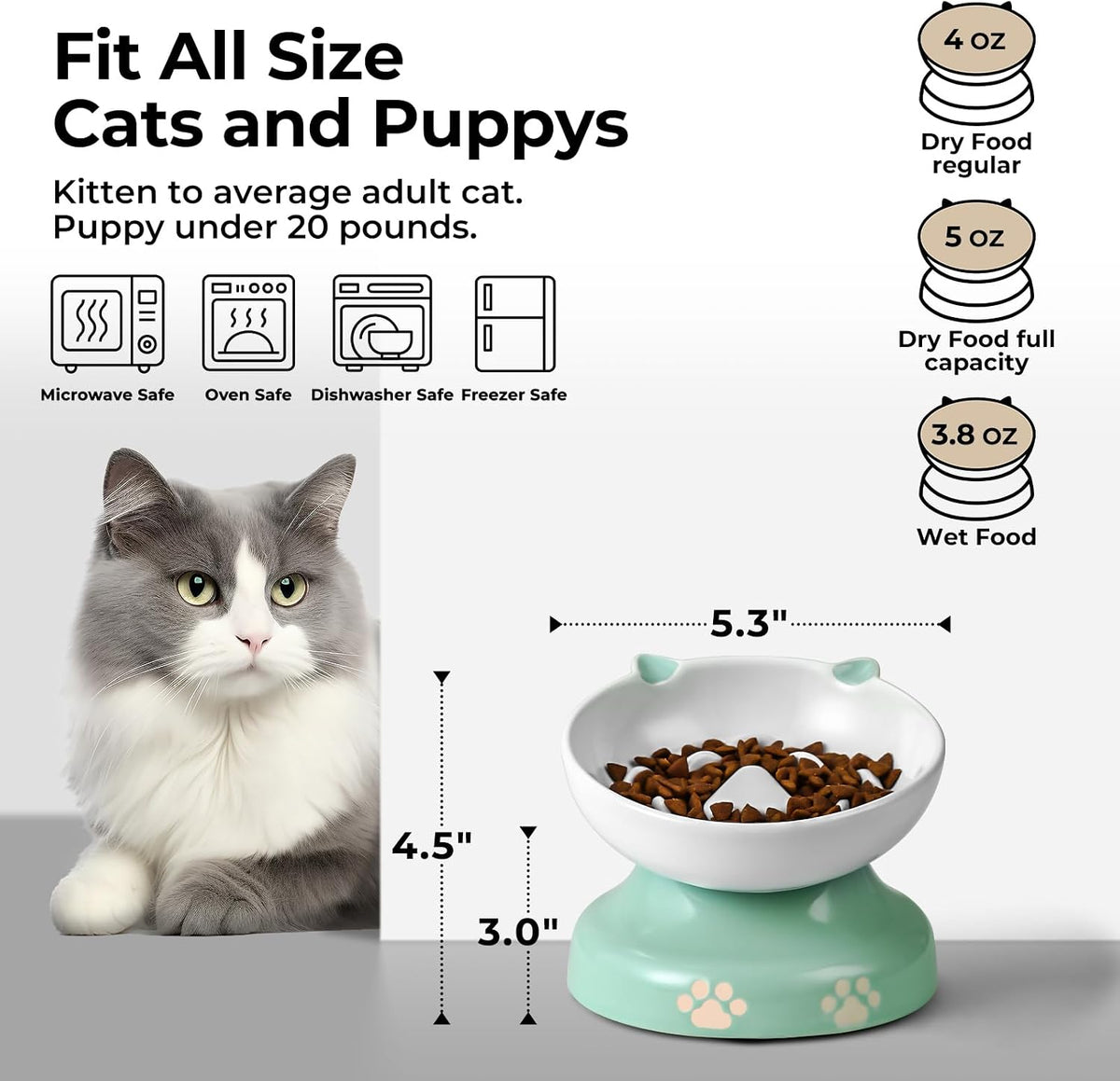 Y YHY Ceramic Cat Slow Feeder - Green / 6 inches - image 2