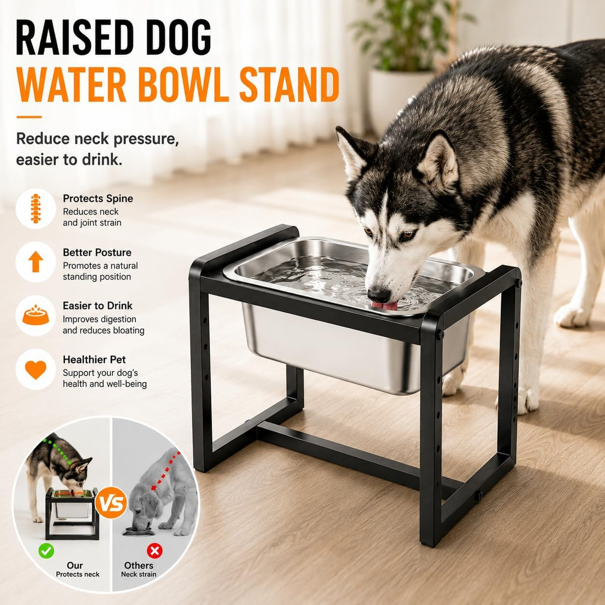 Adjustable Height Elevated Large Dog Water Bowls with Stainless Steel - 2.4GLLON - image 4