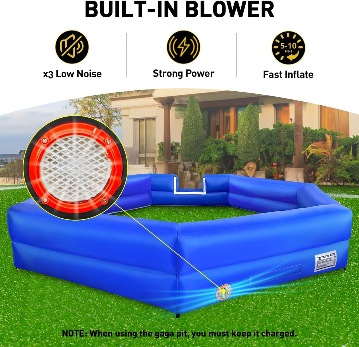 WARSUN 15 ft inflatable gaga ball pit with notched entry and built-in blower - view 11