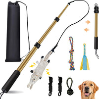 Flirt Pole for Dogs, Interactive Toys Tug-of-war for Pet - 2 switch-40.2Inch-Gold