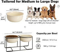 Ceramic Elevated Dog Bowls with Stand - Beige / XL × 2 - image 2