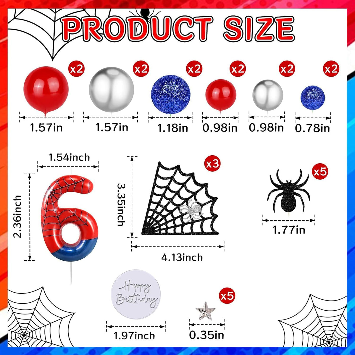 ZSMKJIAYE 25 piece racing cake topper set, red white black with number 3 candle - view 35