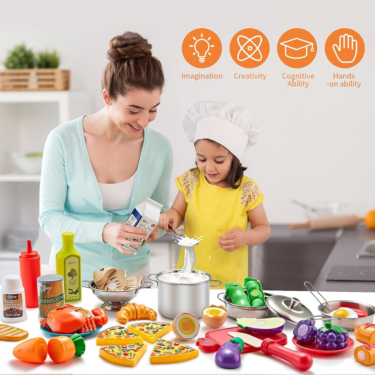Kidsciety 52Pcs Kids Pretend Play Kitchen Accessories - image 2