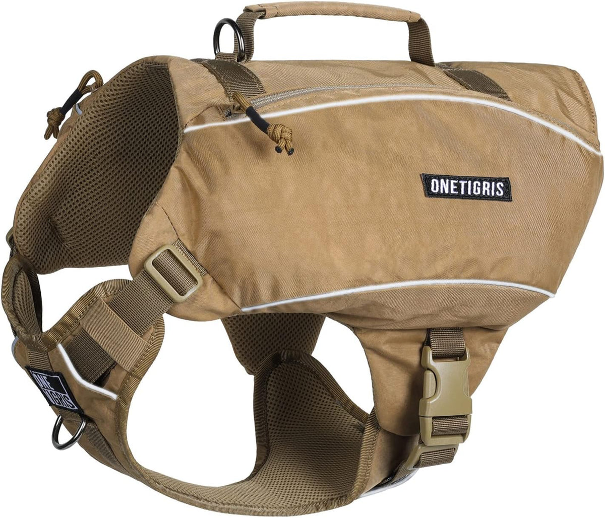 ONETIGRIS Y-Shaped Dog Backpack with Handle - Large / Brown