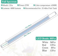 HITOP Full Spectrum LED Aquarium Light – 32-40" Classic Fish Tank Light with Timer, Aquarium Plant Light with Stable Extendable Brackets (32-40in)
