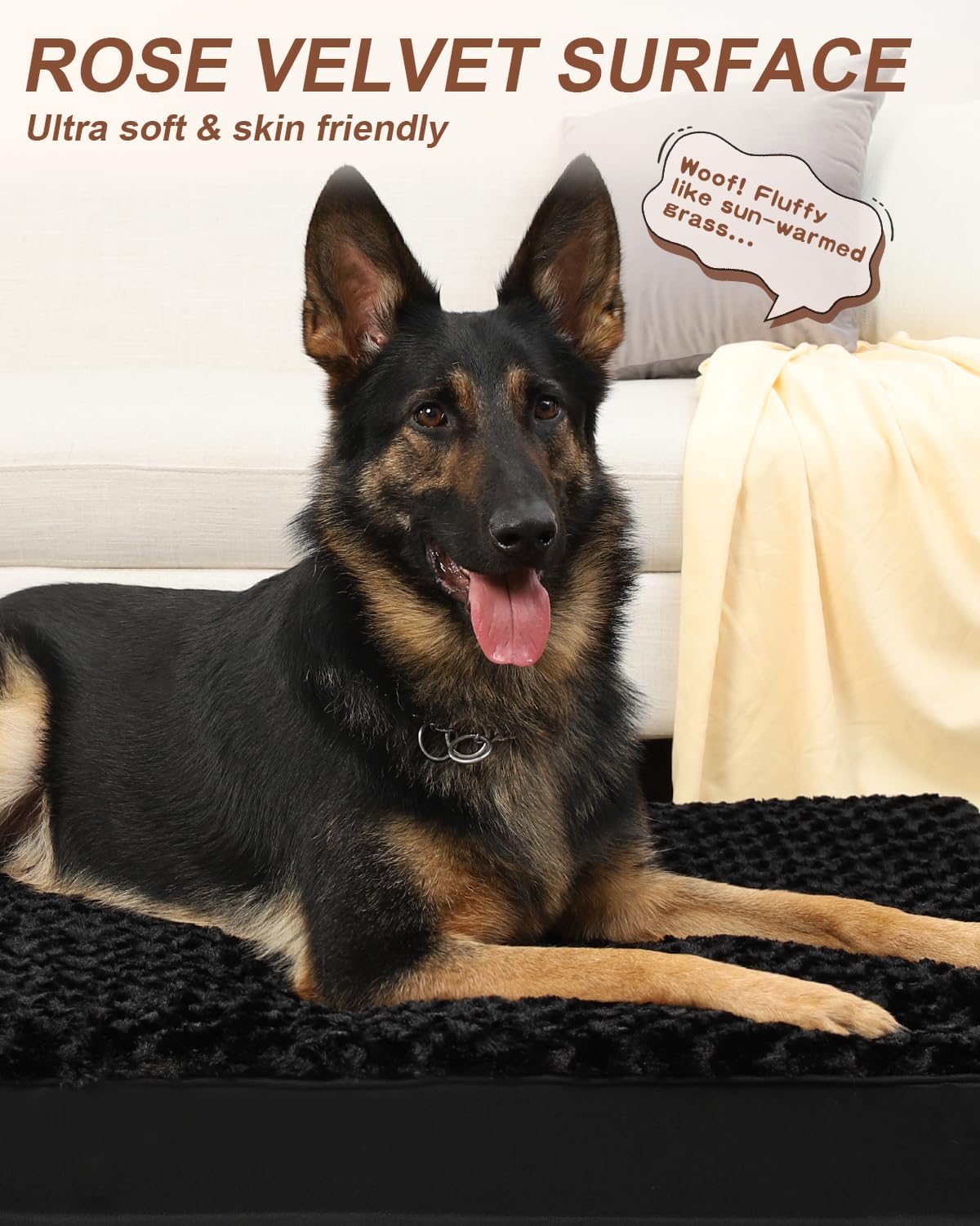 KSIIA Washable Dog Bed for Crate Waterproof for Medium Dogs - Black / 47.0"L x 29.0"W x 4.0"Th - image 2
