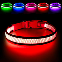 LED Dog Collar, Light Up Dog Collar USB Rechargeable, Brightest Dog Lights for Night Walking, Adjustable Dog Collar Light for Dog Safety(Large, Ruby Red)