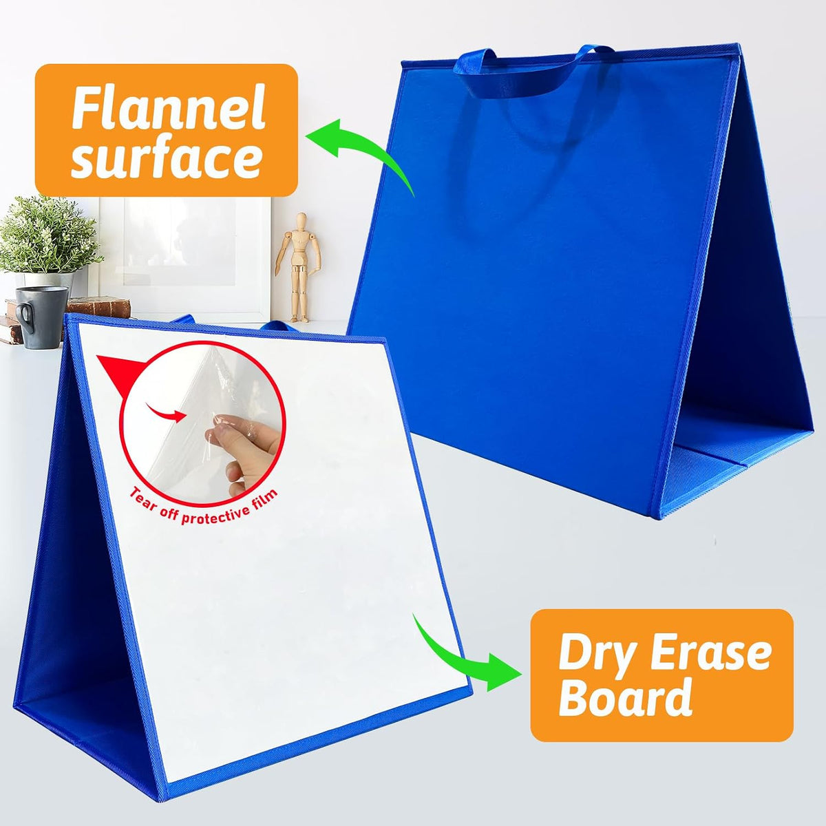 PENGFULL large felt flannel board with blue and beige double-sided surface, folding stand design - view 10