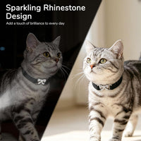 BINGPET Diamond Cat Collar with Bell, Adjustable Kitten Collar - Black(Bowknot) / Neck Girth 8"-10" - image 3