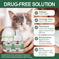6-in-1 Cat Calming Pheromone Diffuser Kit, Cat Calming Diffuser for Anxiety Relief, Aggression, Scratching, Urine Marking, Fighting, Meowing, Hiding, Safe for All Cats, 120 Days Support