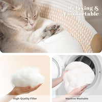 Handwoven Cat Basket Bed Cooling for Indoor Cat with Cushion – Essentials for Cats - White - image 3